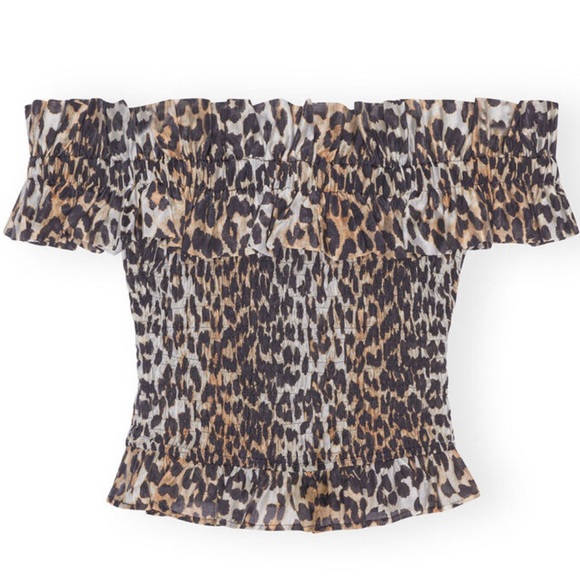 GANNI leopard smock off the shoulder top - worn once! - Picture 2 of 4
